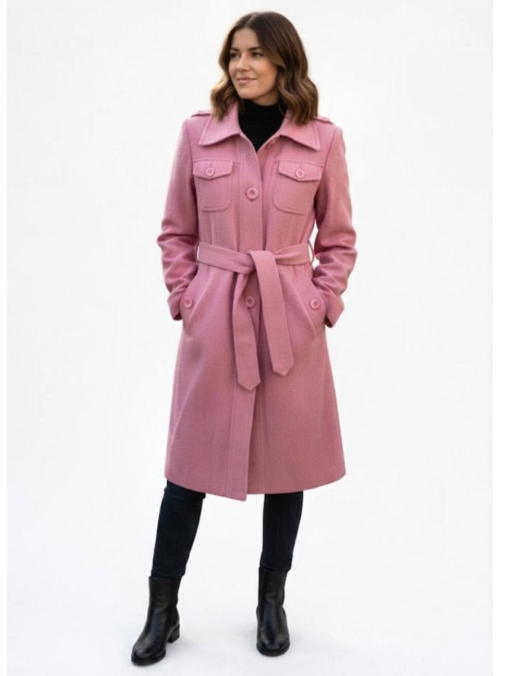 Atmosphere Pink Felt Trench Coat, Reversible, Women's Size 0-2 NWOT
